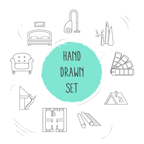 一套装饰用的图标线条样式符号图片下载