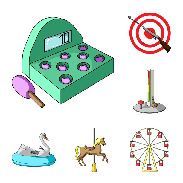 游乐园卡通图标在集合为图片下载