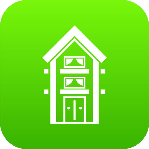 带有阳台的两层住宅，数字绿色图标图片下载