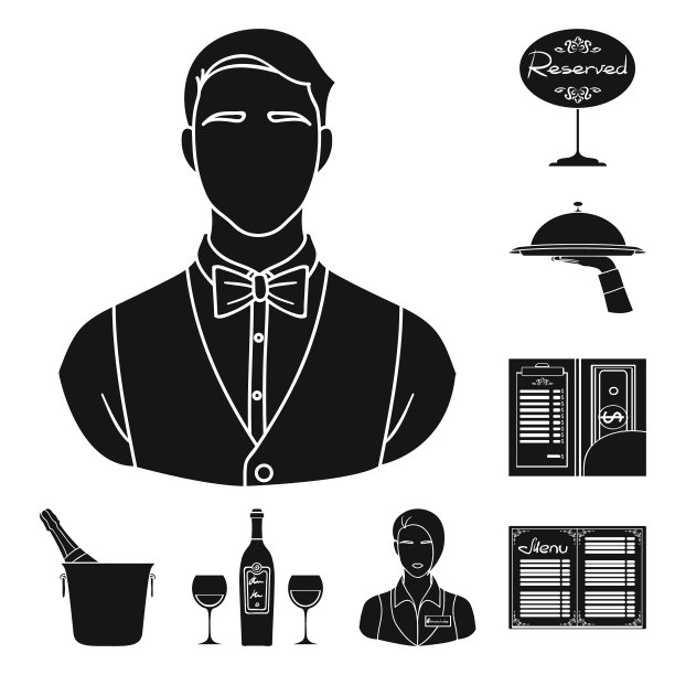 餐厅和酒吧黑色图标集合图片下载
