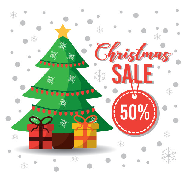 圣诞特卖标签提供圣诞树礼物装饰图片下载