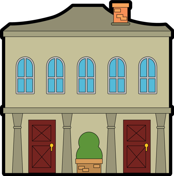 建筑正面孤立图标图片下载