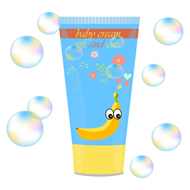 婴儿乳霜管与儿童设计图片下载