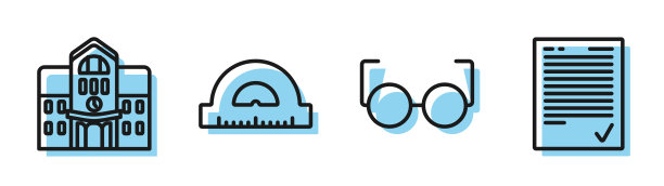 设线眼镜学校建筑标尺网格图片下载