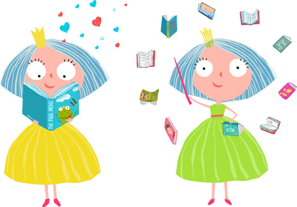 可爱的童话公主阅读魔法书图片下载