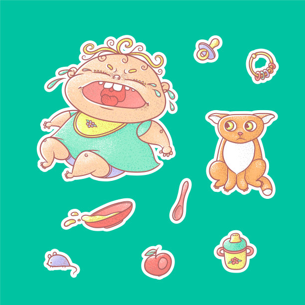 一套彩色贴纸哭了图片下载