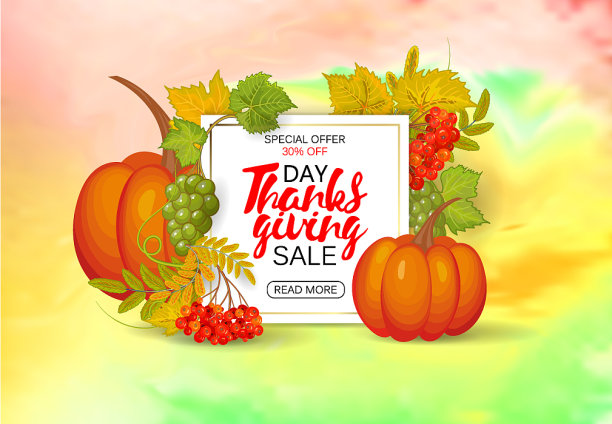 感恩节促销设计手绘图片下载