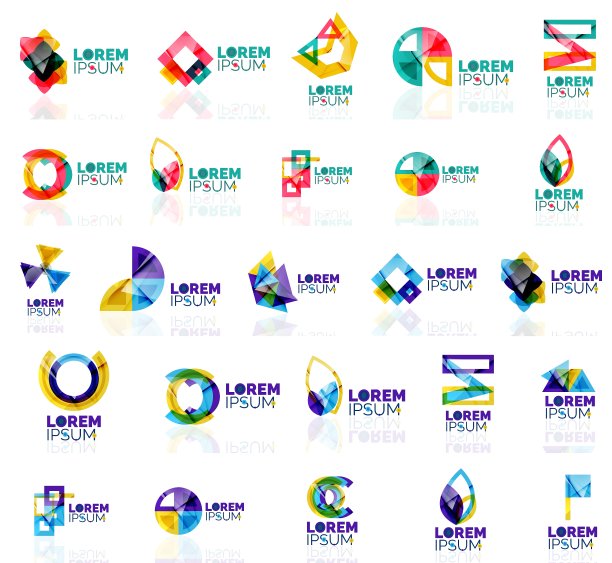 收集多彩的抽象折纸标志图片下载