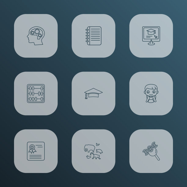 教育图标线条样式设置与毕业帽图片下载