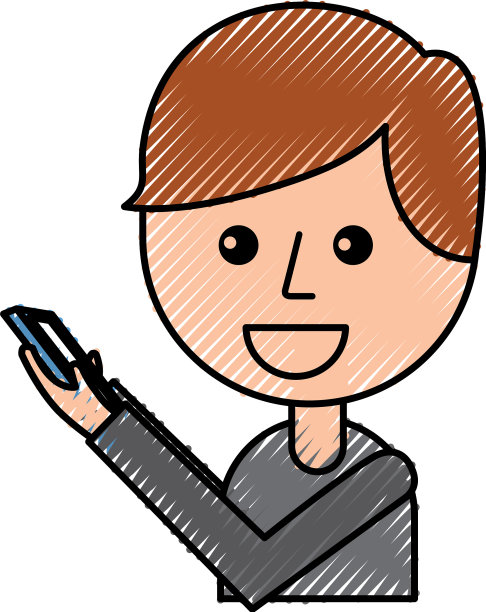 卡通男孩拿着手机设备图片下载