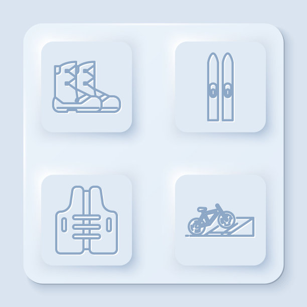 设置线靴，滑雪棍，救生衣和图片下载