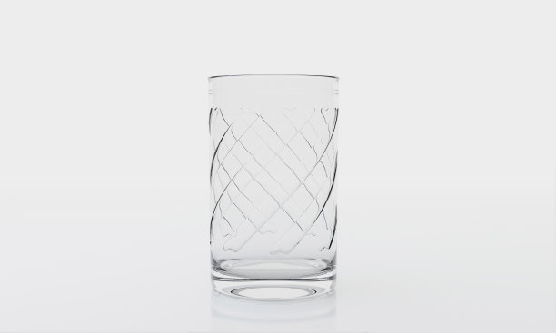 空玻璃杯，白色背景反射。它清澈而纯洁。3 d渲染。图片下载