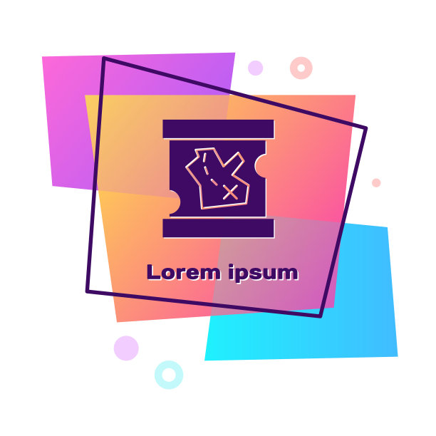 紫色海盗藏宝图图标孤立在白色上图片下载