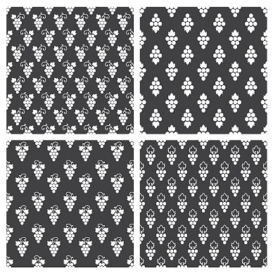 一套单色无缝葡萄图案图片下载