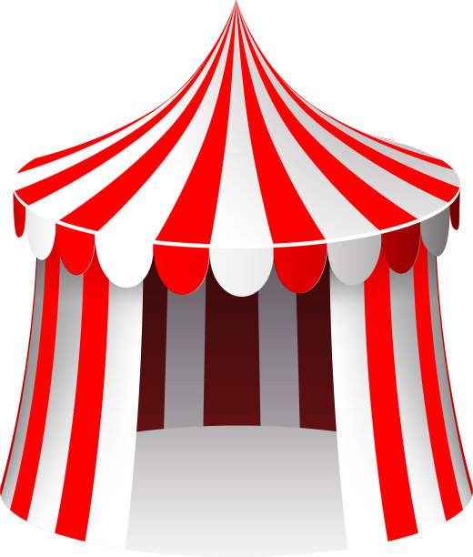 马戏团帐篷孤立3d逼真卡通设计图片下载