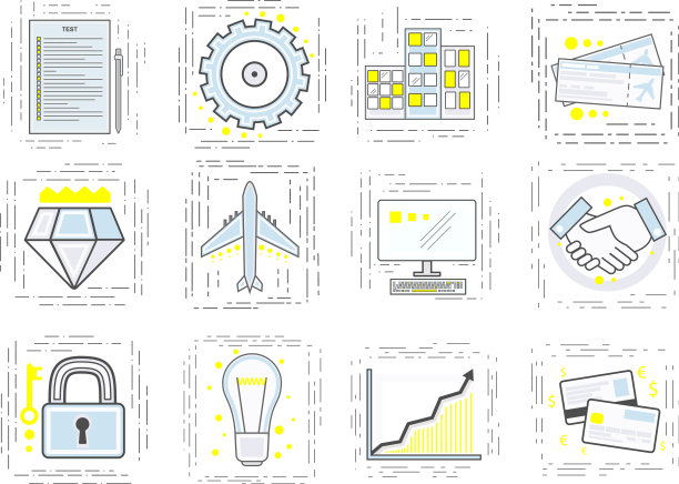 一套现代线性商业图标的标志图片下载