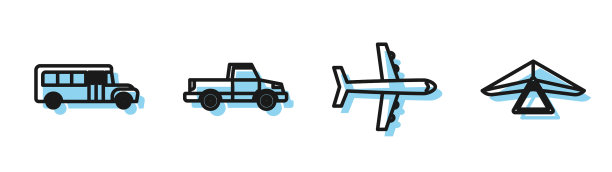 设线、平面、校车、皮卡、挂车图片下载