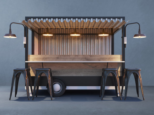 餐车模型，老式热狗市场图片下载