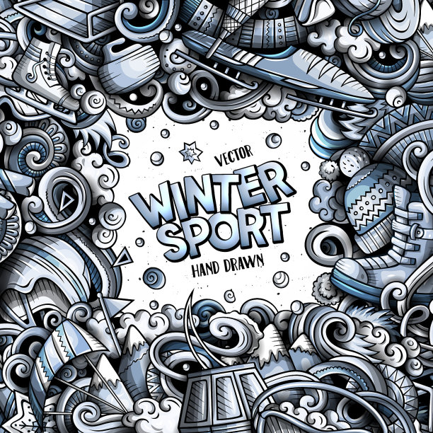 冬季运动手绘涂鸦图片下载