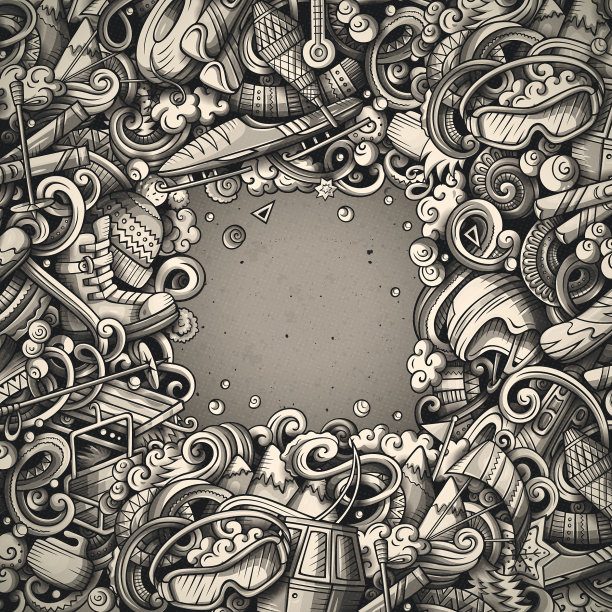 冬季运动手绘涂鸦图片下载