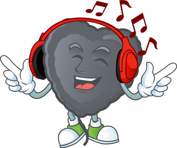 听音乐黑色爱气球吉祥物卡通图片下载