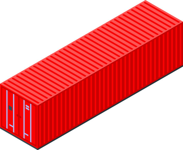 红色长集装箱图标等距样式图片下载