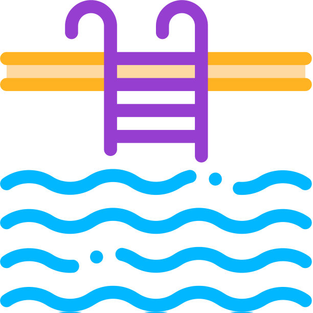 水游泳池标志细线图标图片下载