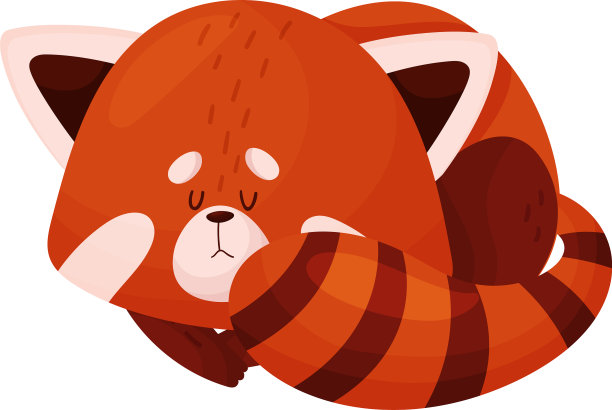 可爱的卡通小熊猫蜷缩在球里睡觉图片下载