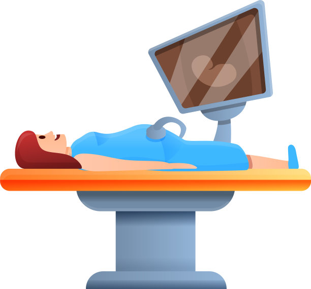 怀孕的女孩对超声波图标卡通风格图片下载