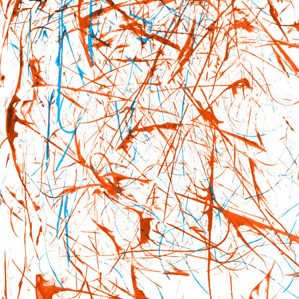 蓝色和橙色的抽象水彩颜料污渍在白色的背景。彩色手绘壁纸为您的设计。明亮的水粉画背景。图片下载