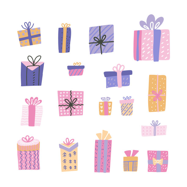 可爱的大收集卡通礼盒与手图片下载