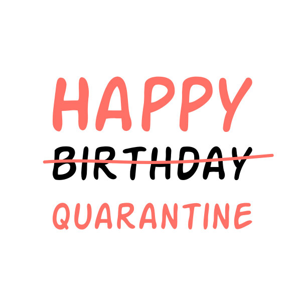 生日快快乐乐检疫贺卡文字隔离白白的。隔离生日有趣的祝福插图图片下载