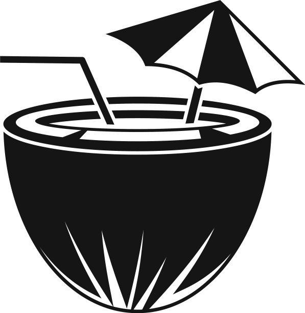 椰子鸡尾酒图标简约风格图片下载