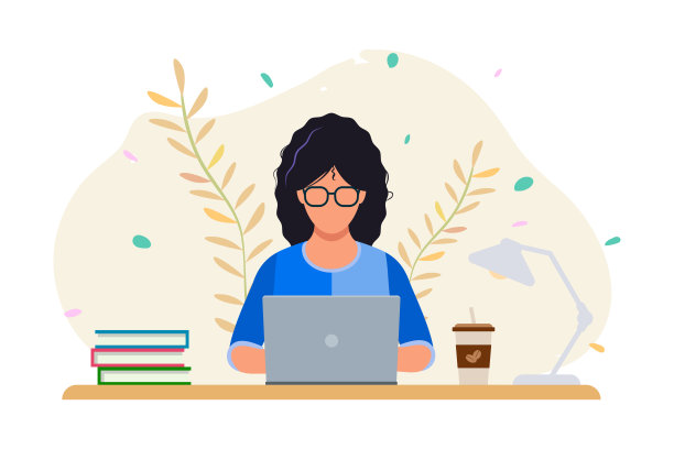 有笔记本电脑的女孩，快乐的女人，商业女人，有创造力的人，在家里工作，办公室，学习，社交网络，生活方式，背景图片下载