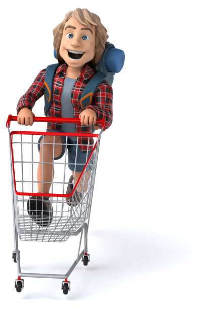 男人独自旅行背包客- 3D插图图片下载