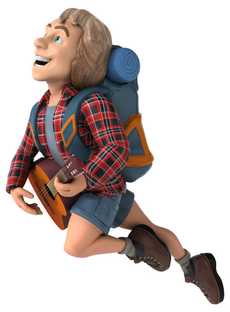 男人独自旅行背包客- 3D插图图片下载