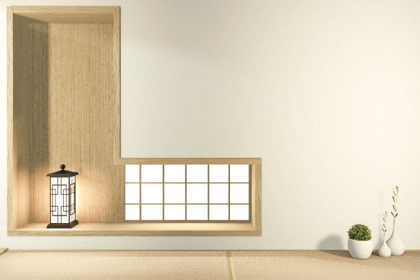 室内空房日本式。三维渲染图片下载