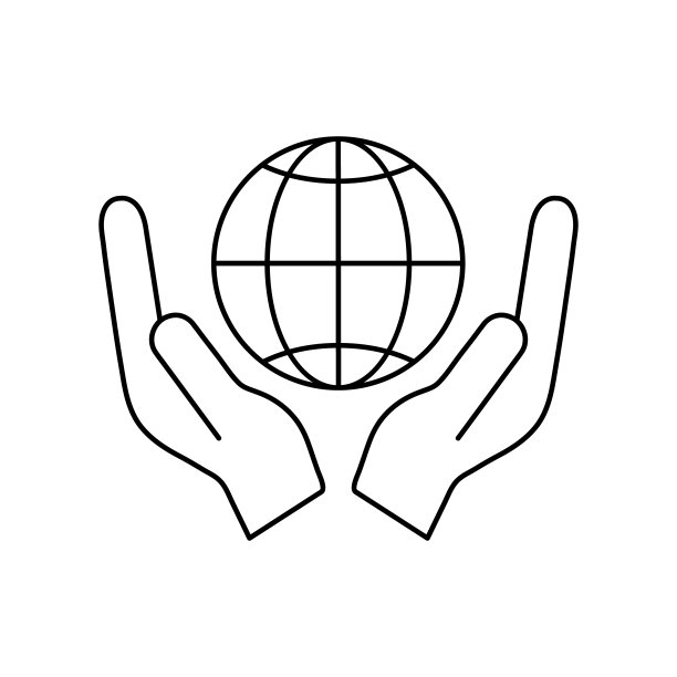 地球图标在人的手矢量插图图片下载
