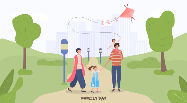 年轻的家庭在公园享受家庭日素材图片