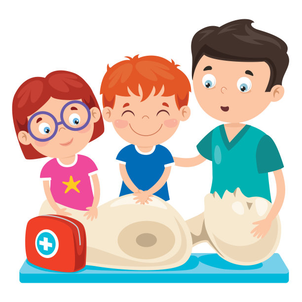 卡通人物训练急救图片下载