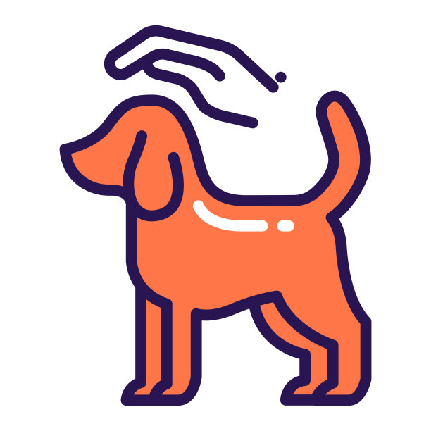 狗狗关怀颜色线图标。宠物玩。家庭休闲。图片下载