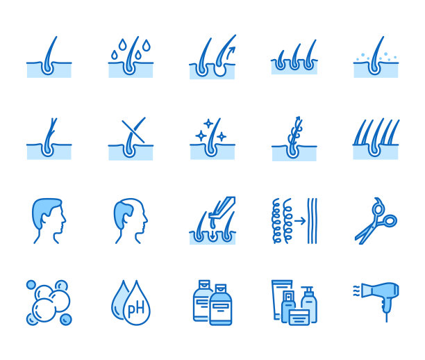 脱发治疗平线图标集洗发水图片下载