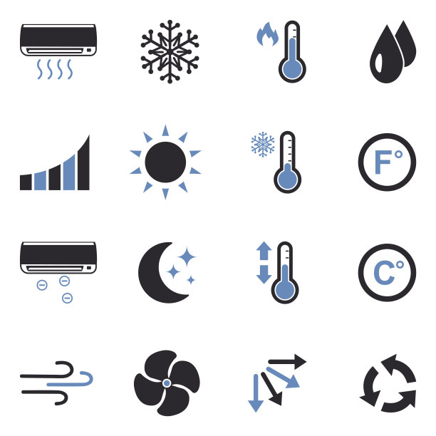 空调图标。双色调平面设计。矢量插图。图片下载