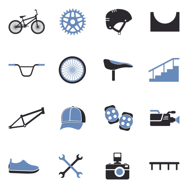 BMX图标。双色调平面设计。矢量插图。图片下载