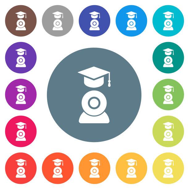 远程学习的圆形背景上的白色图标图片下载