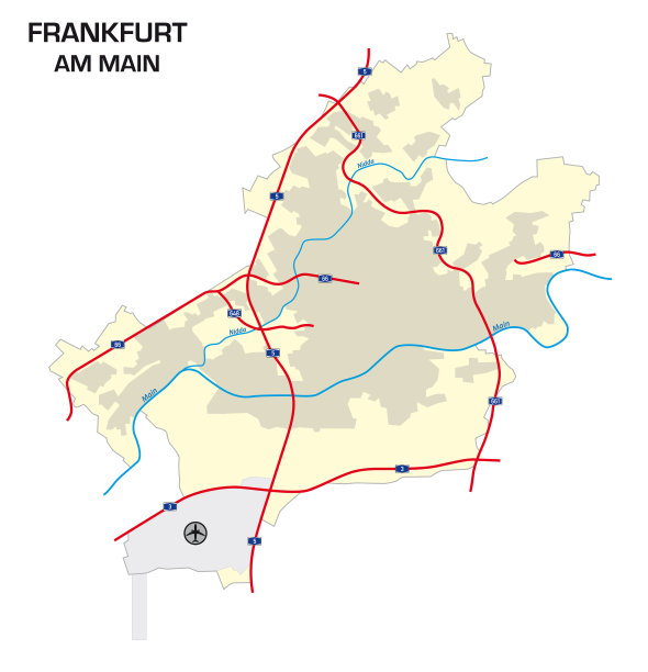 德国梅恩市法兰克福市的简单轮廓图图片下载
