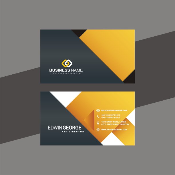 极少的黄色和黑色名片图片下载