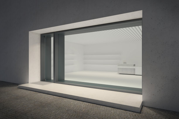 晚上的店铺展示，3d渲染图片下载