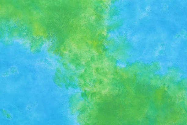 夏季蓝色和绿色的水波抽象在垃圾水彩手绘纹理背景图片下载