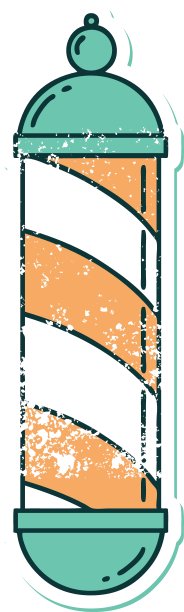 心疼贴纸纹身风格图标的理发师杆图片下载